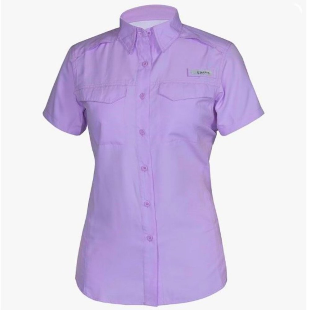 Habit Outdoor Hiking Fishing Shirt Lilac Purple Double Chest Pockets Back Mesh M